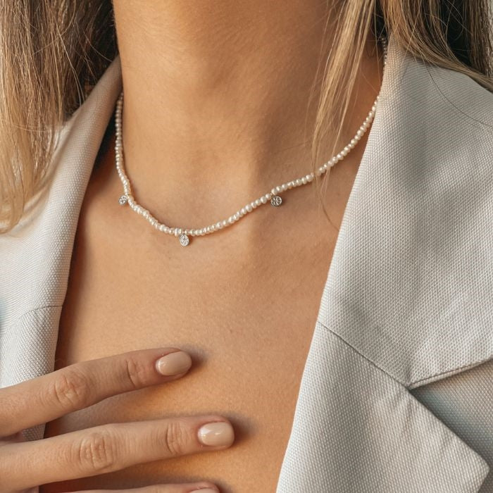 Venus Silver Necklace - Natural Pearl - Indira