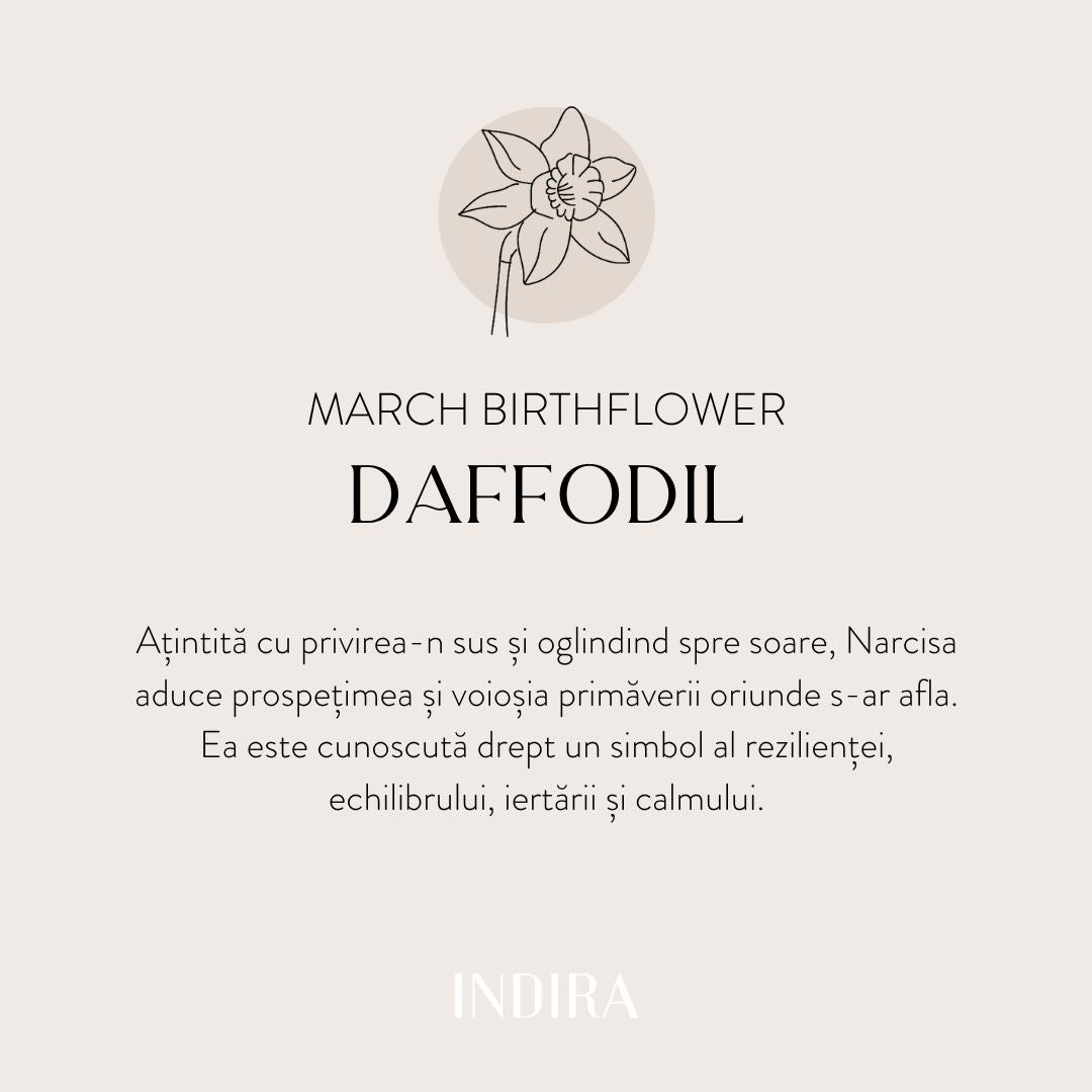 Gold Cord Bracelet for Kids Birth Flower - March Daffodil - Indira