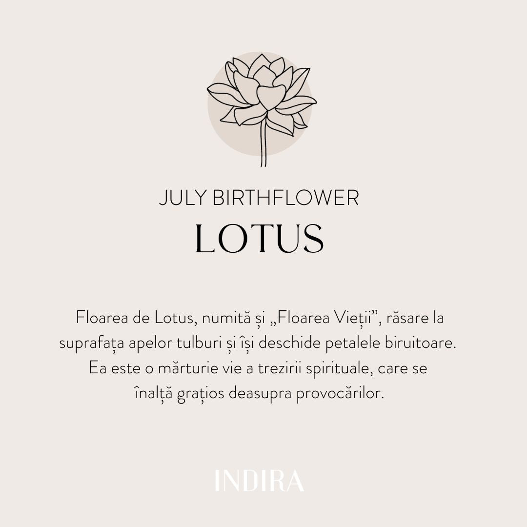 White gold children's cord bracelet Birth Flower - July Lotus - Indira