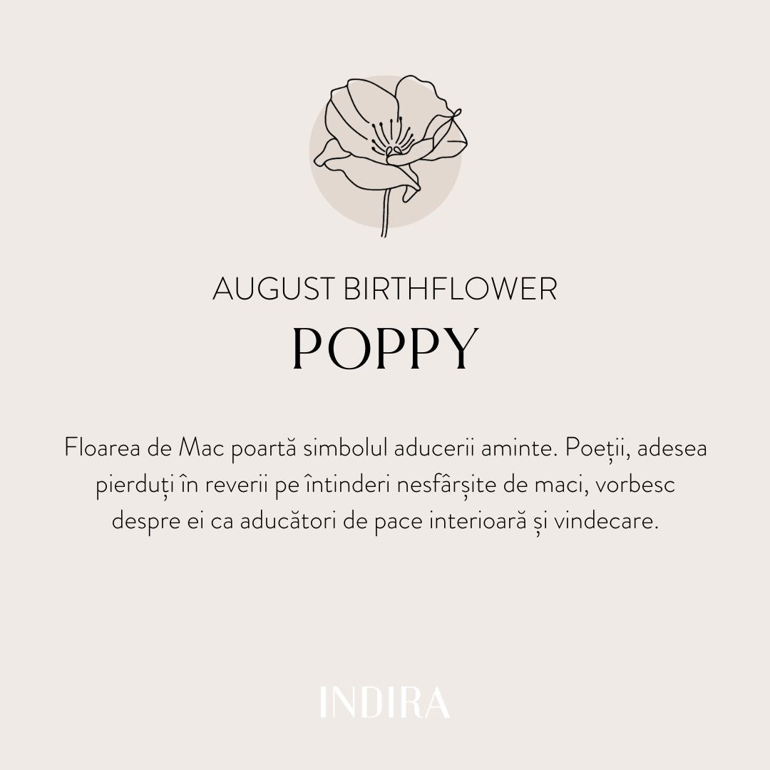 White Gold Cord Bracelet for Children Birth Flower - August Poppy - Indira