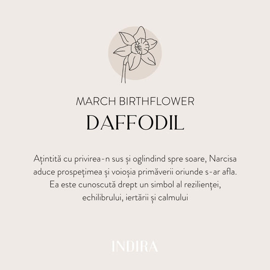 Silver Necklace Birth Flower Golden - March Daffodil - Indira