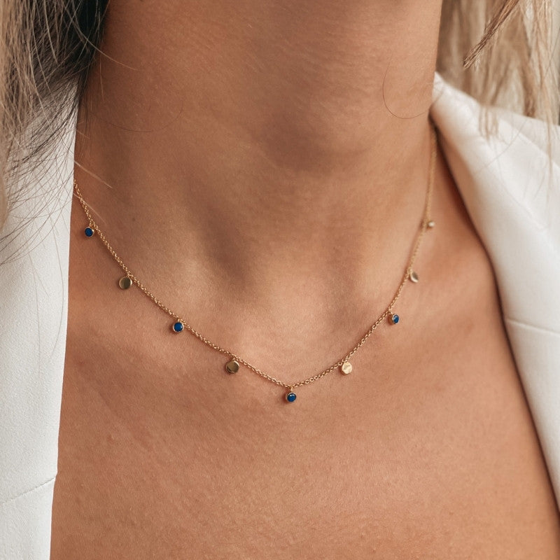 Golden Noora Silver Necklace - Lapis Lazuli - Indira