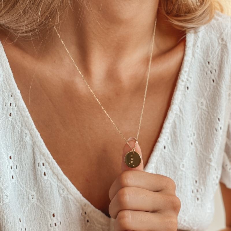 Golden Zodiac Silver Necklace - Cancer - Indira
