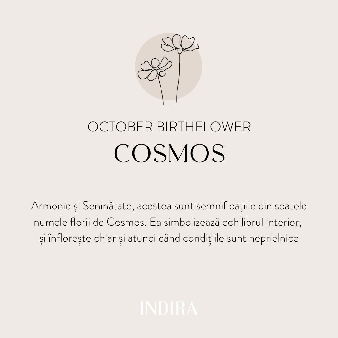 Birth Flower Silver Necklace - October Cosmos - Indira
