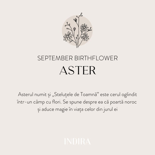 Birth Flower Golden Silver Necklace - September Aster - Indira