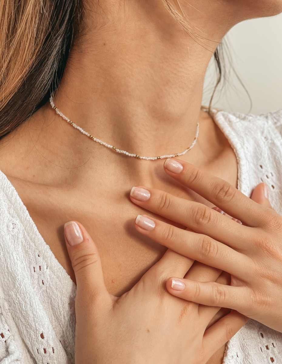 Golden SummerScape Silver Necklace – Moonstone - Indira