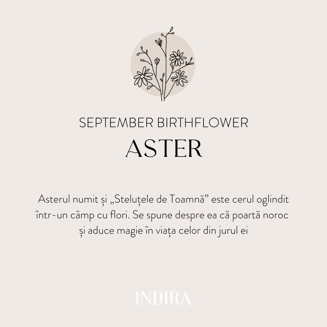 Birth Flower Silver Necklace - September Aster - Indira