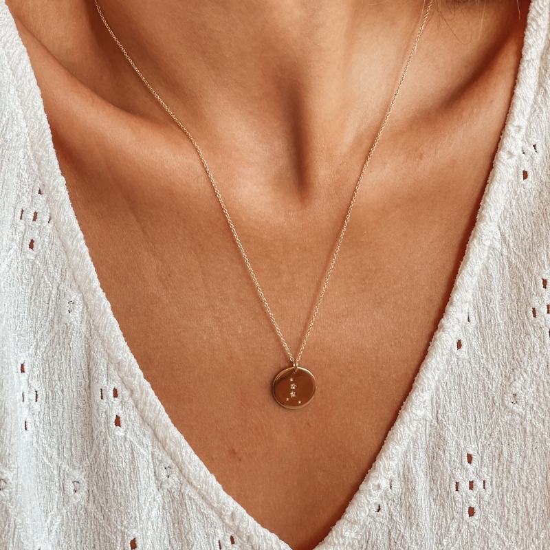 Silver Necklace Golden Zodiac - Cancer - Indira