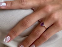 Radiant Gold Ring - Amethyst & Diamonds