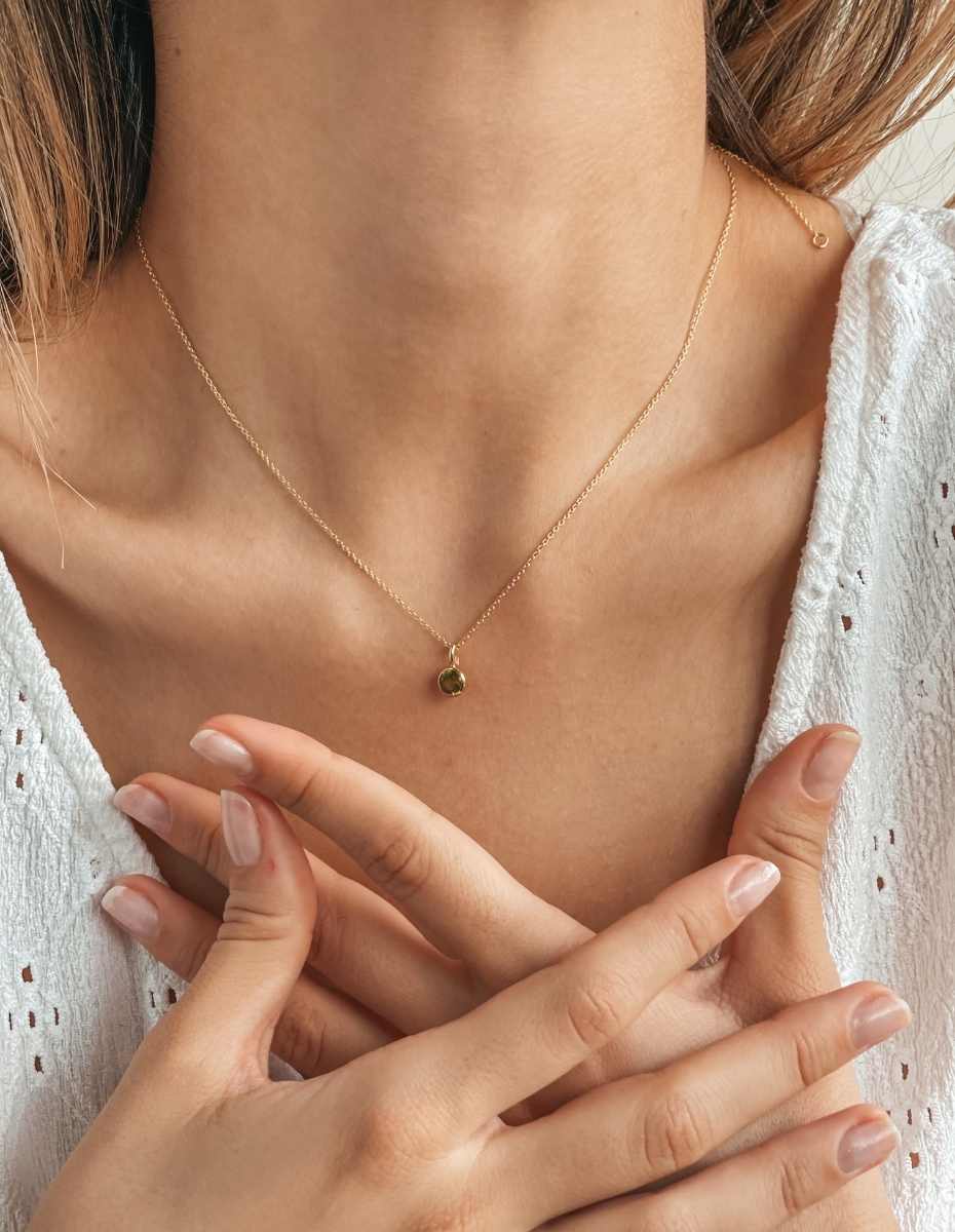 Birthstone Silver Necklace Golden November - Citrine - Indira