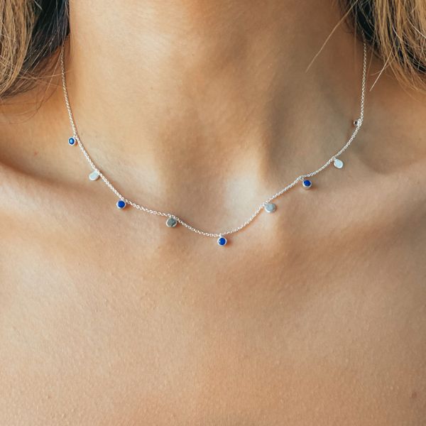 Noora Silver Necklace - Lapis Lazuli - Indira