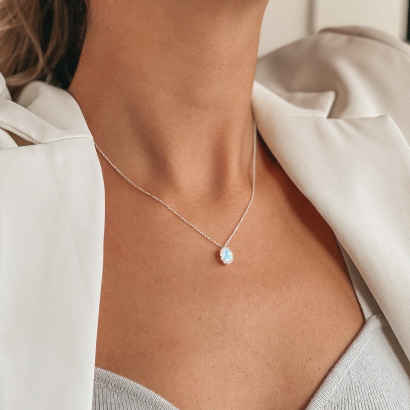 Serene Silver Necklace - Moonstone - Indira