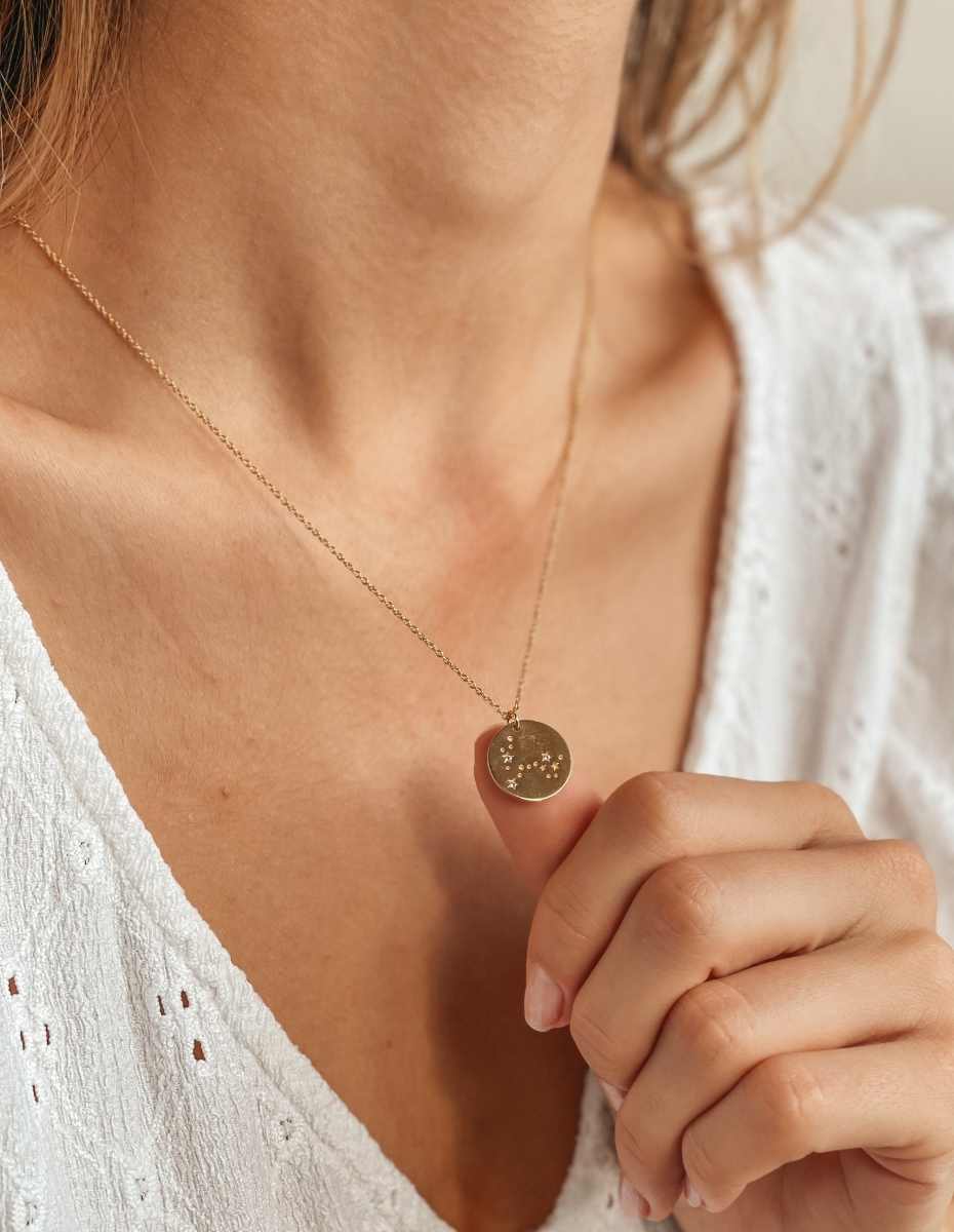 Golden Zodiac Silver Necklace - Pisces - Indira