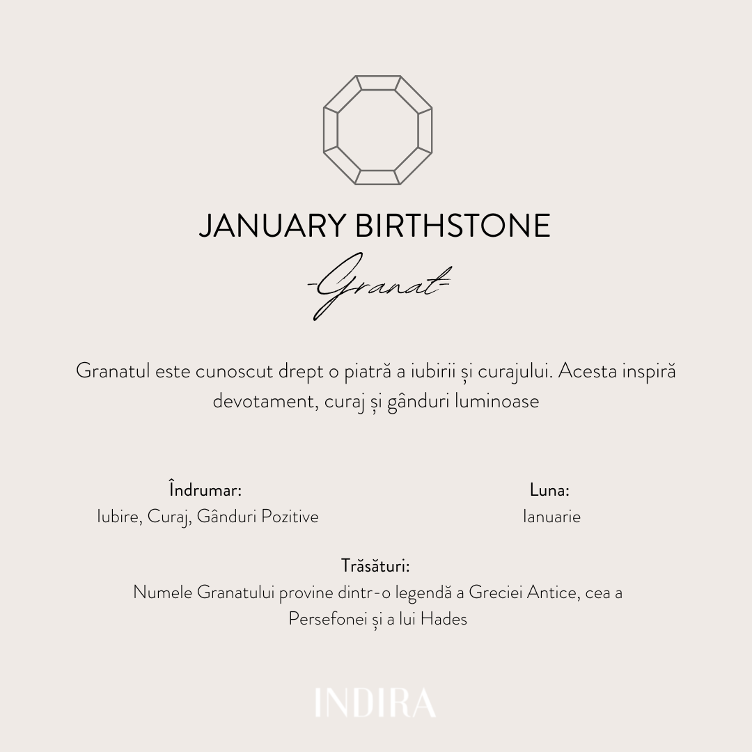 Silver Bracelet Birthstone Golden January - Garnet - Indira