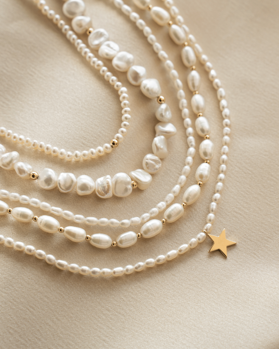 Tiana Golden Silver Necklace - Natural Pearls - Indira