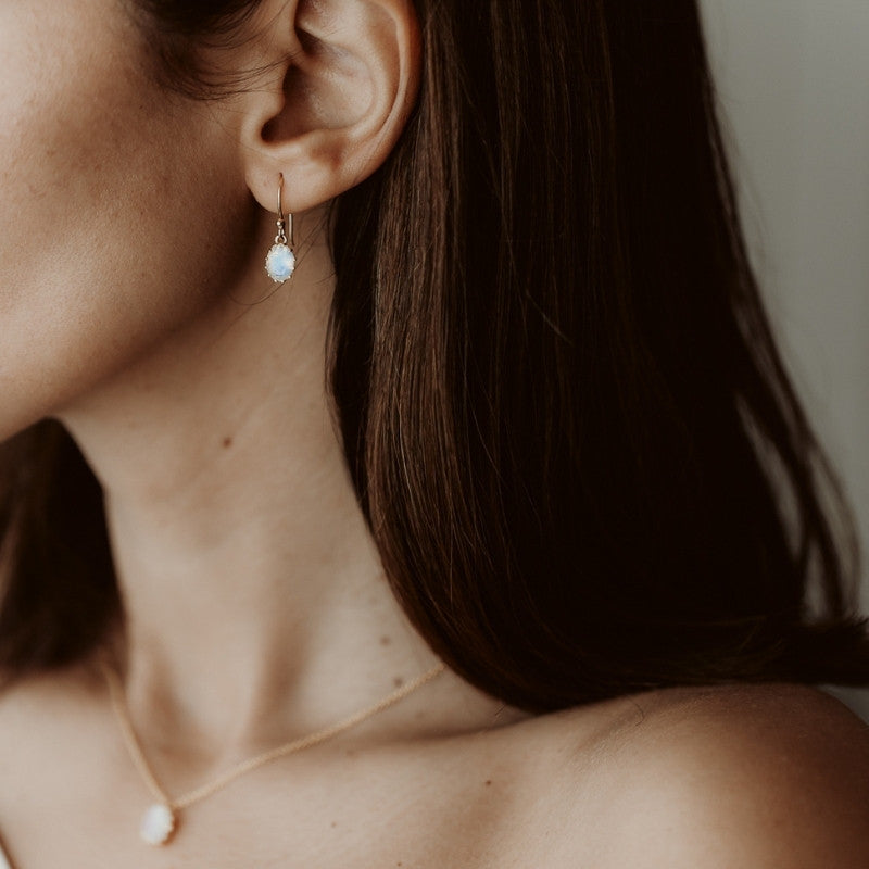 Golden Serene Silver Necklace - Moonstone - Indira