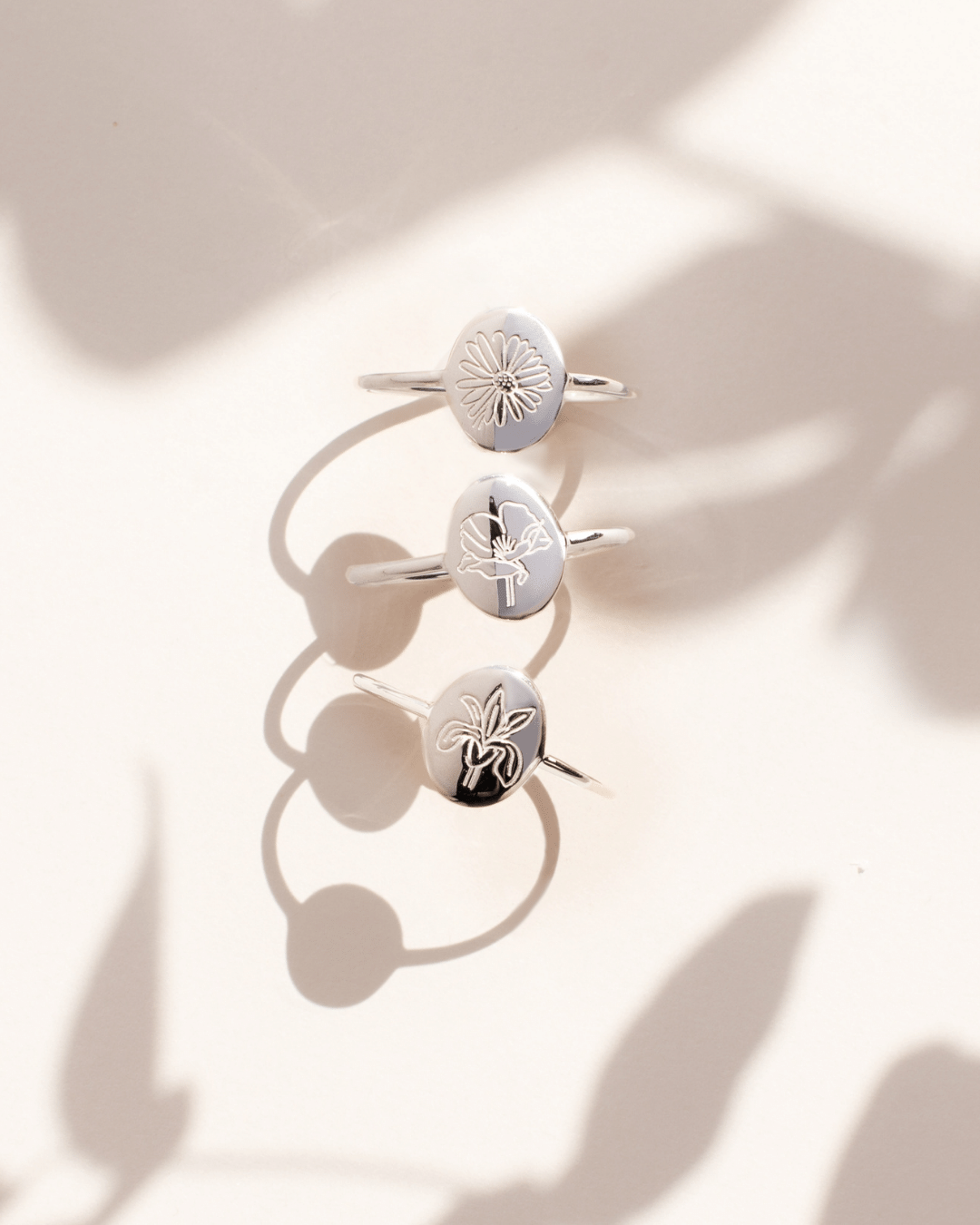 Silver Birth Flower Ring - April Daisy - Indira