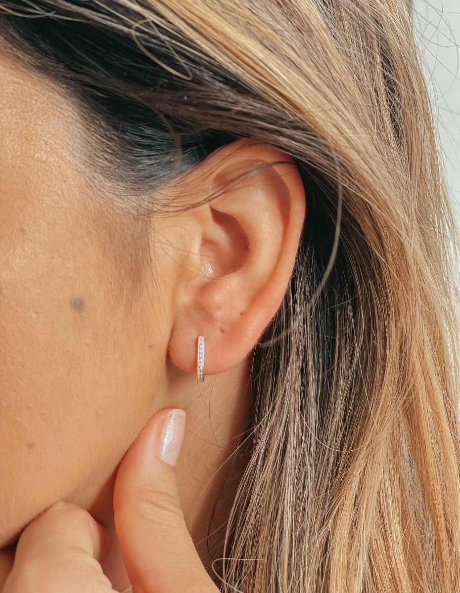 U Hoops Silver Earrings - Zirconia - Indira
