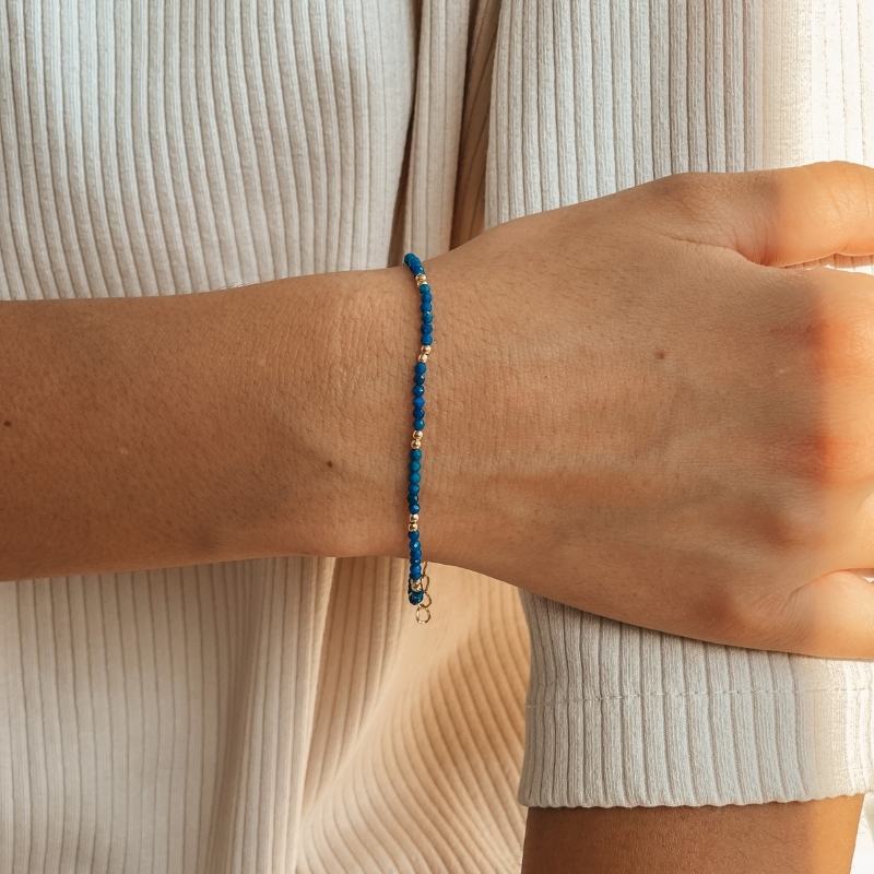 Golden SummerScape Silver Bracelet - Lapis Lazuli - Indira