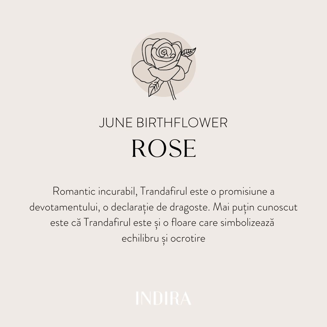 Birth Flower Golden Silver Necklace - June Rose - Indira