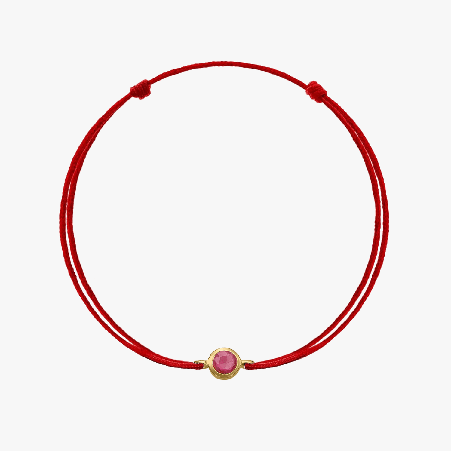 Silver Cord Bracelet Birthstone Golden July - Ruby - Indira