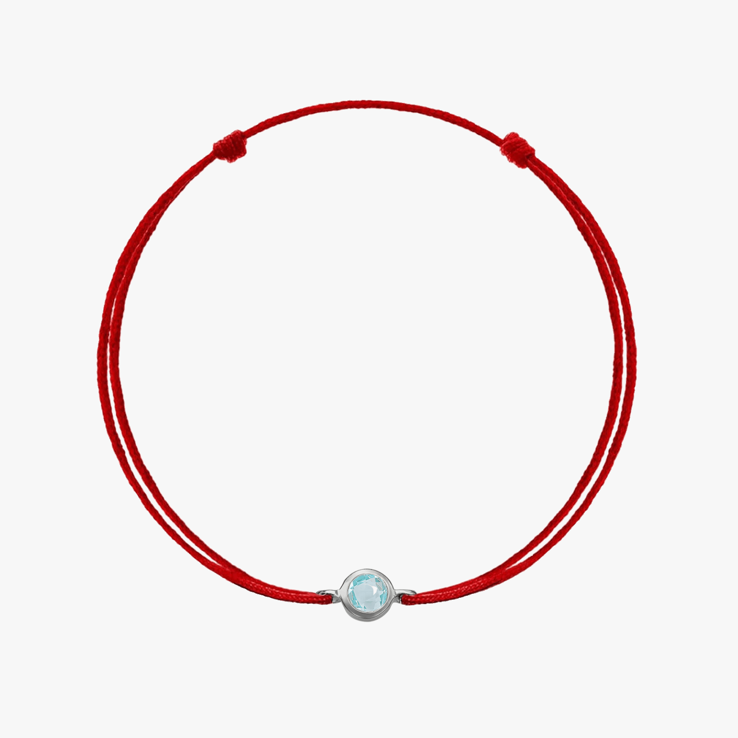 Birthstone Silver March Cord Bracelet - Aquamarine - Indira