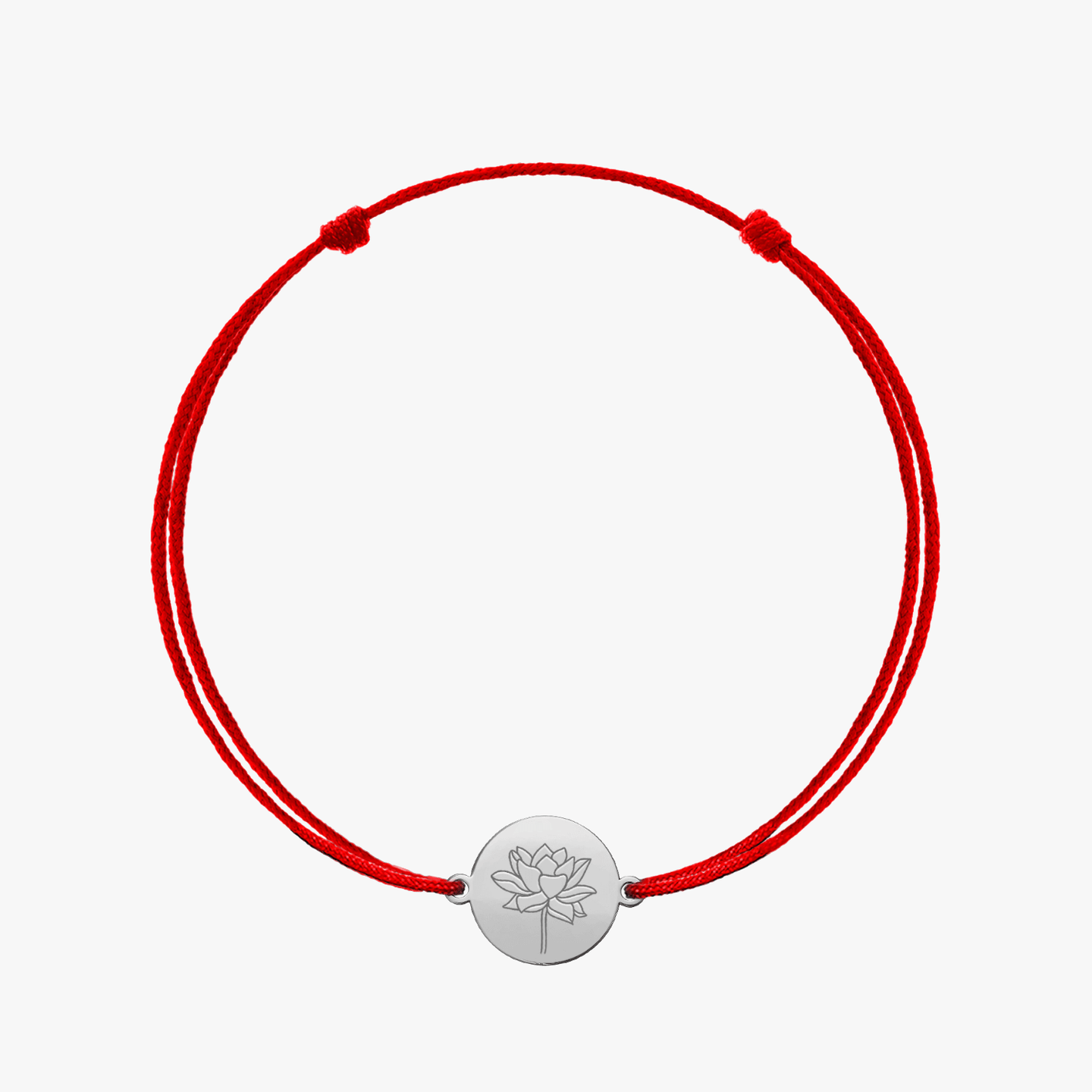 White Gold Cord Bracelet Birth Flower - July Lotus - Indira