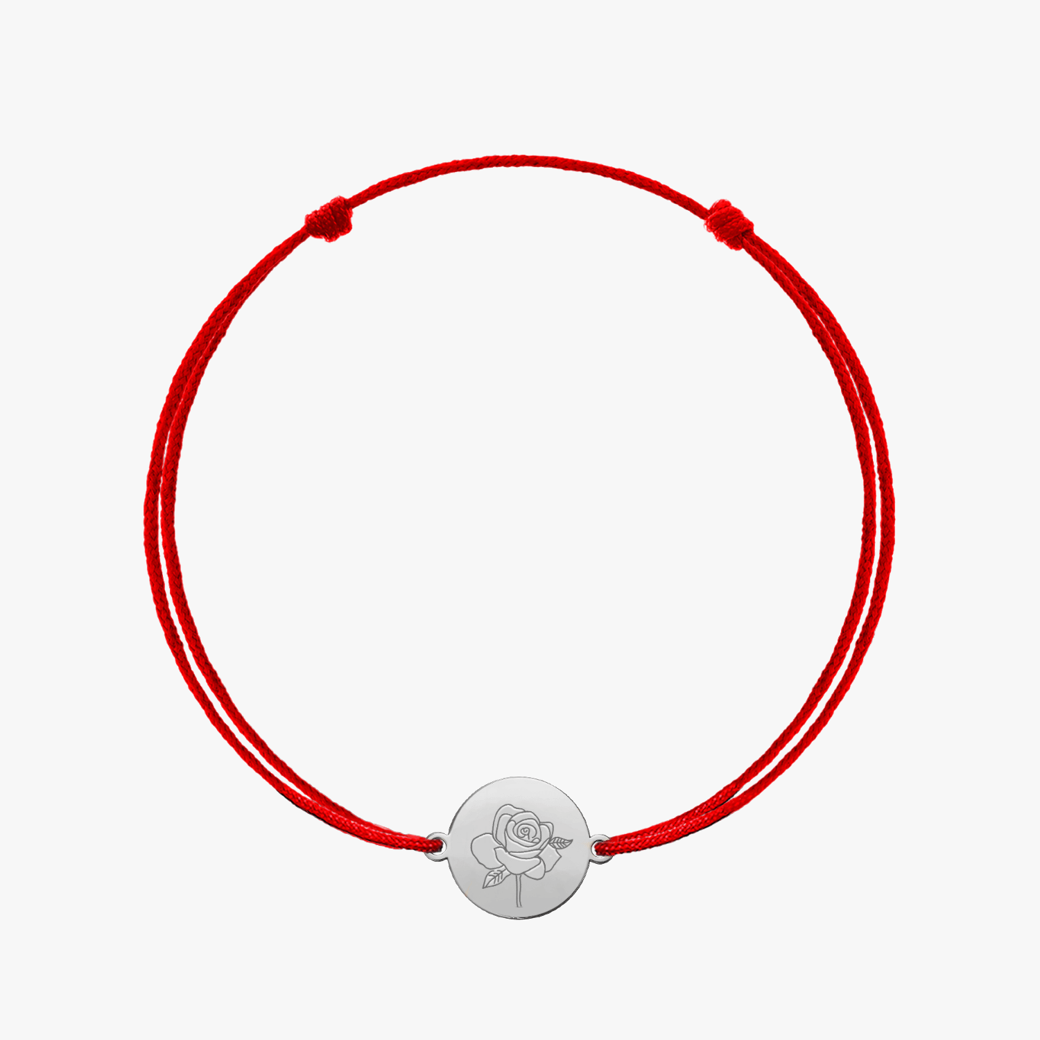 White Gold Cord Bracelet Birth Flower - June Rose - Indira