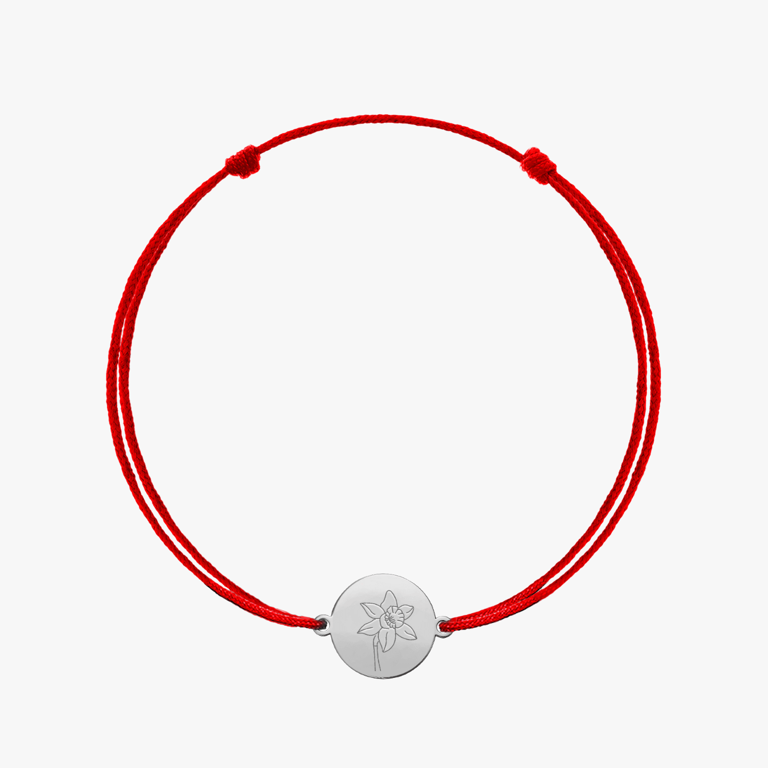 White Gold Thread Bracelet Birth Flower - March Daffodil - Indira