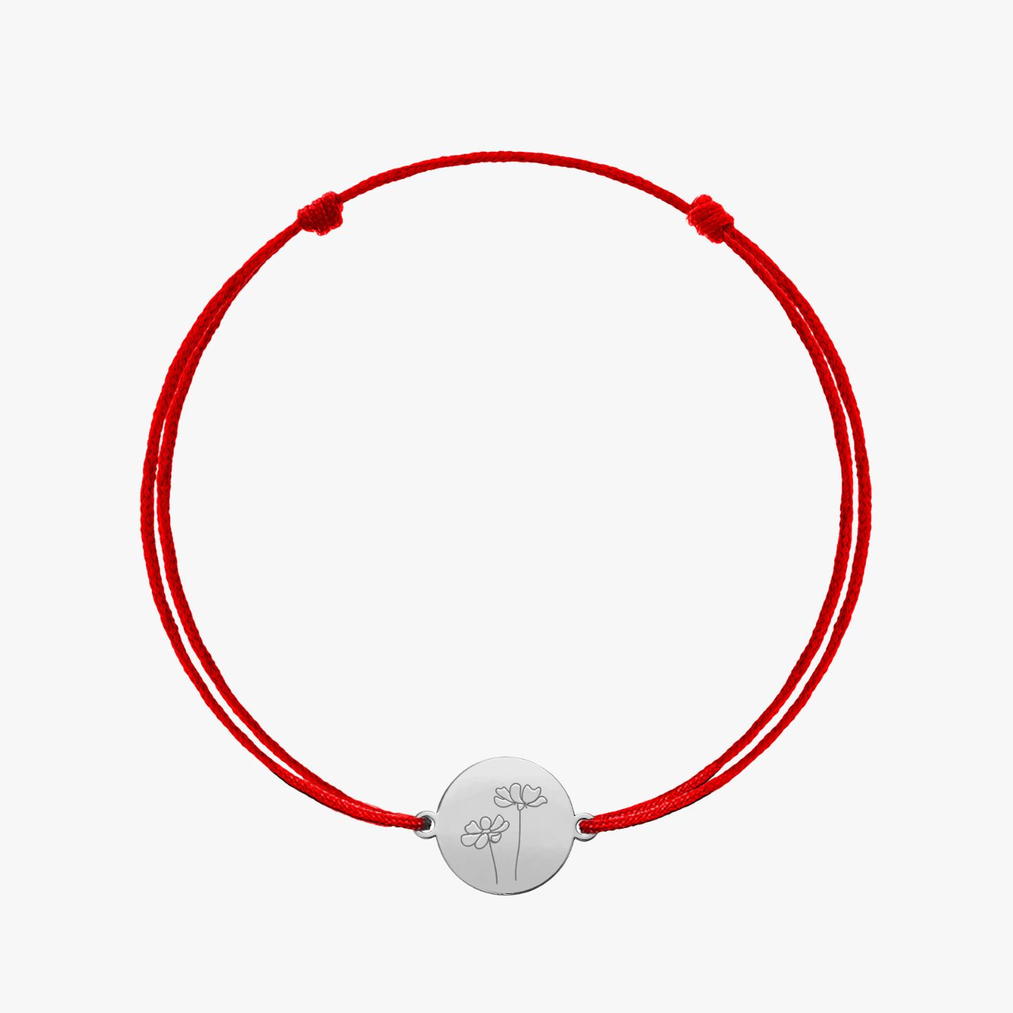 White Gold Cord Bracelet Birth Flower - October Cosmos - Indira