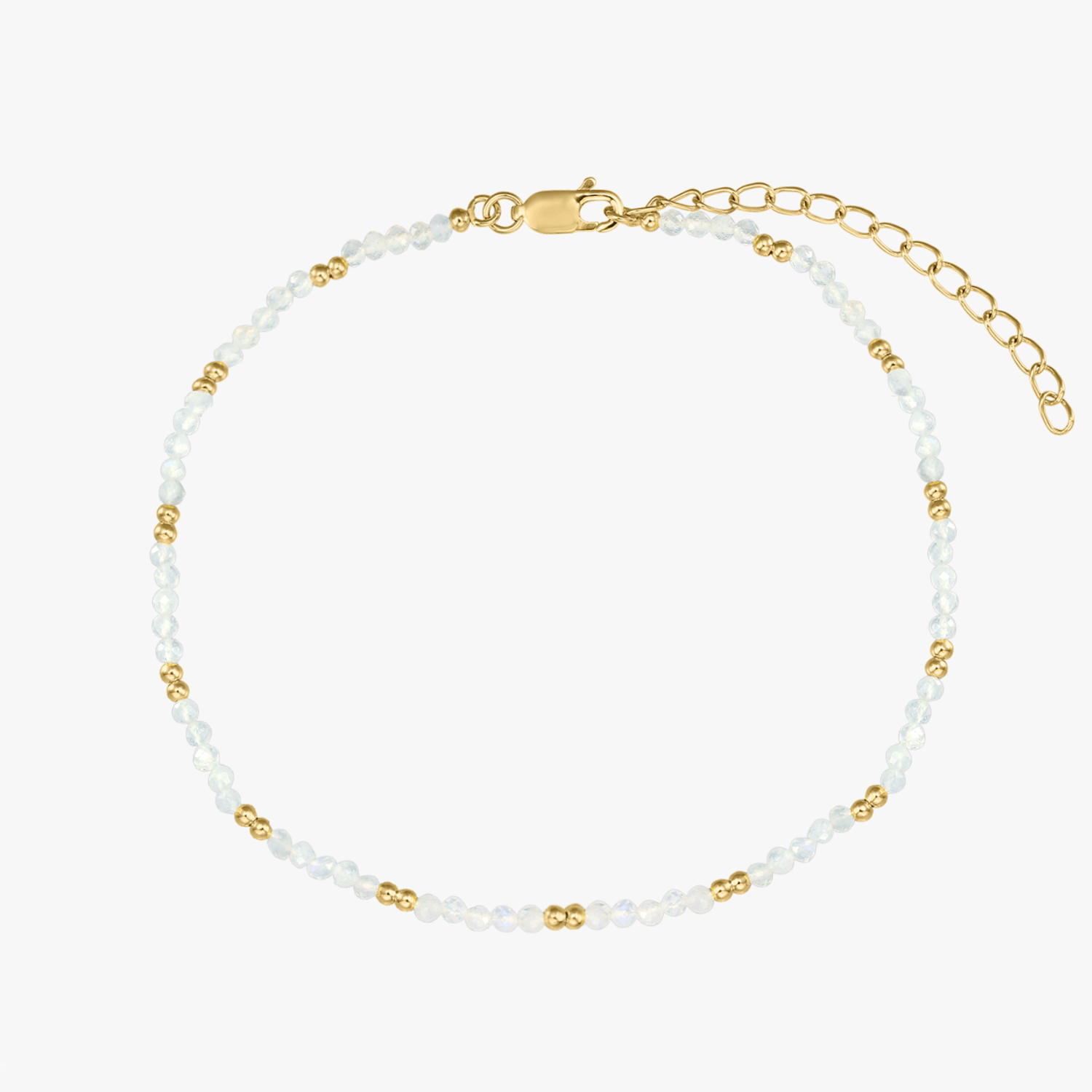 SummerScape Golden Silver Ankle Bracelet – Moonstone - Indira