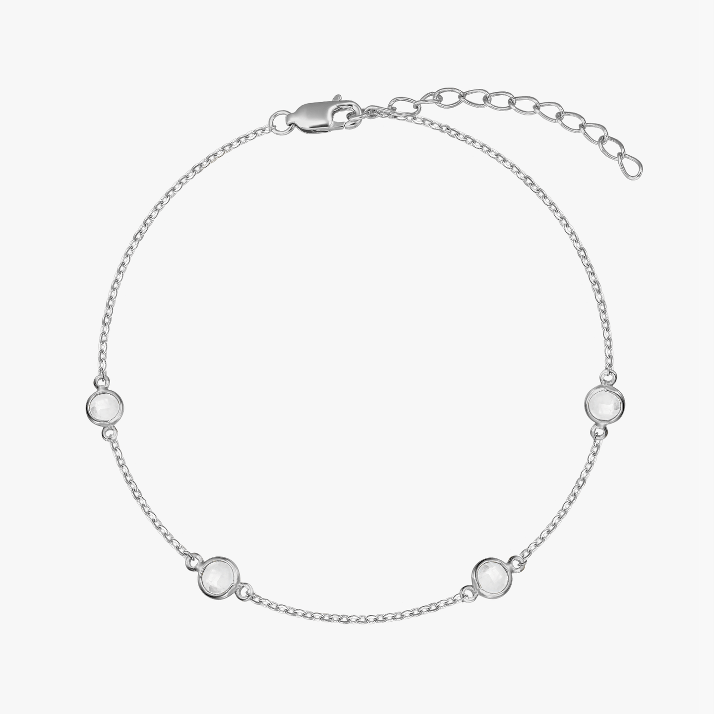 Silver Birthstone Bracelet April - White Topaz - Indira