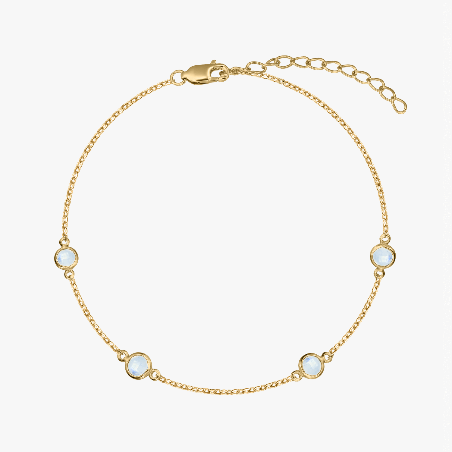 Birthstone Golden June Silver Bracelet - Moonstone - Indira