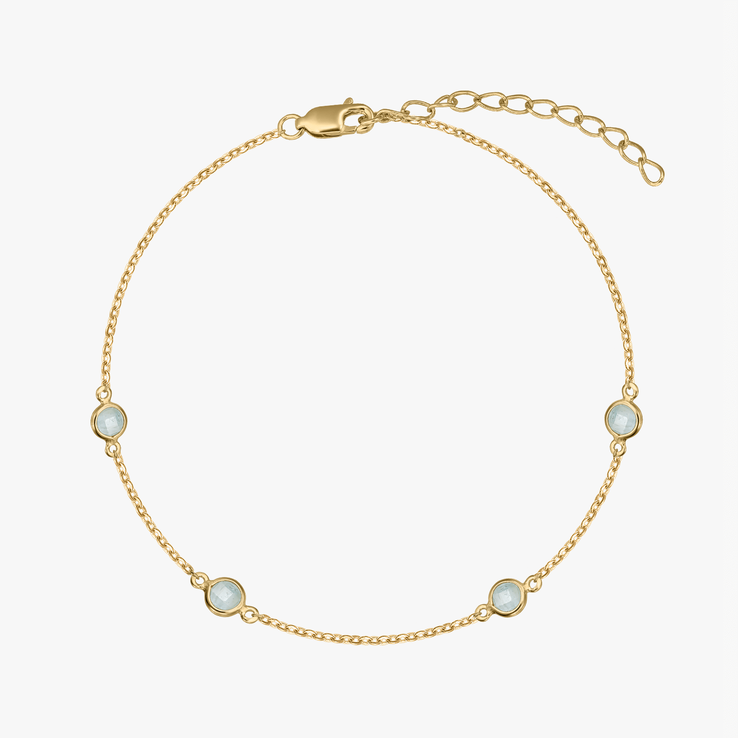 Birthstone Silver Bracelet Golden March - Aquamarine - Indira