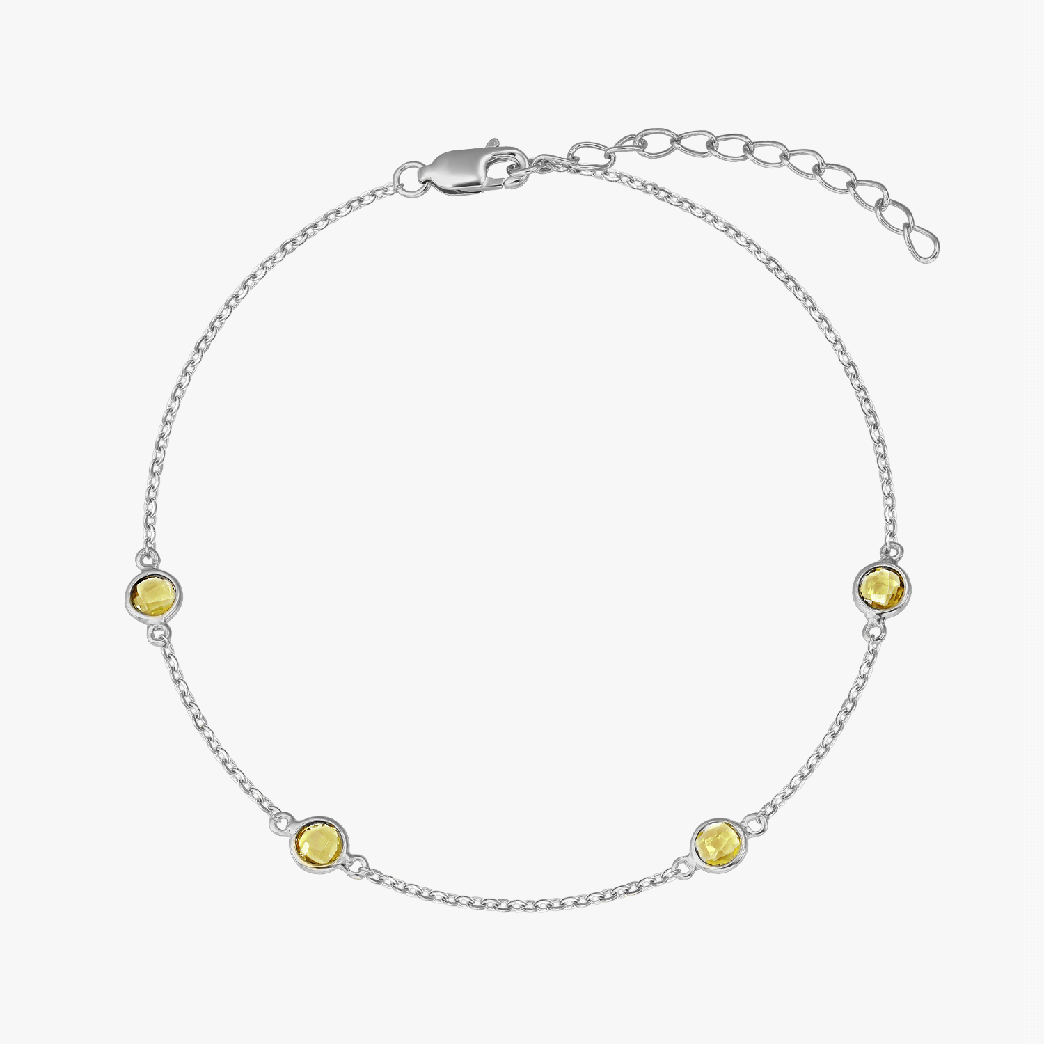Silver Birthstone Bracelet November - Citrine - Indira