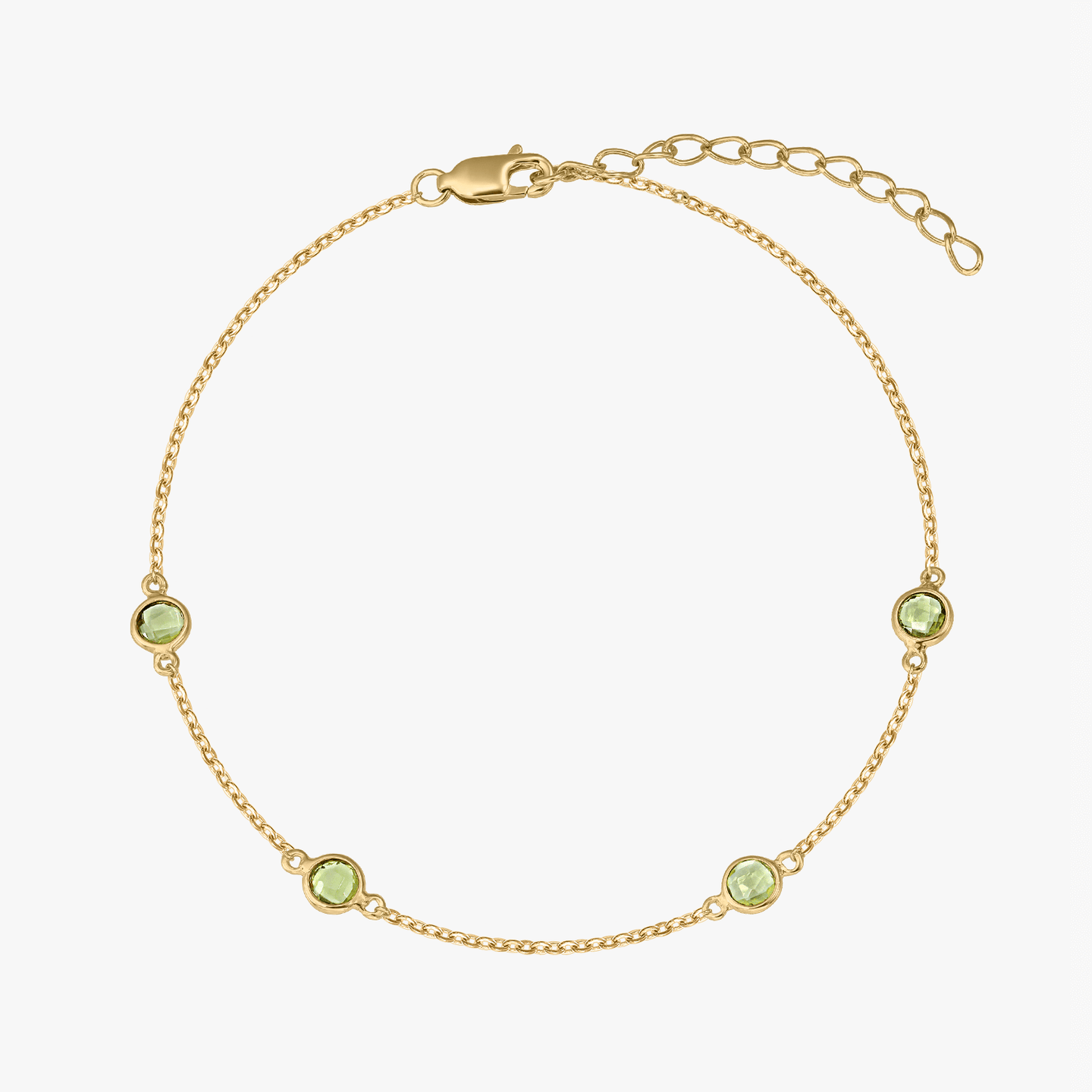 Birthstone Golden Silver Bracelet August - Peridot - Indira