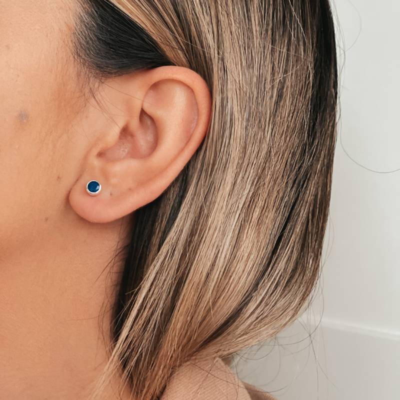 Silver Birthstone Earrings September - Lapis - Indira