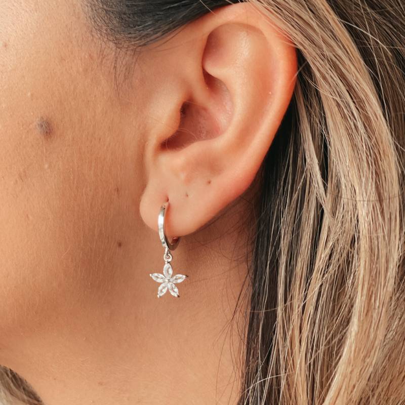 Blossom Silver Earrings - White Topaz - Indira