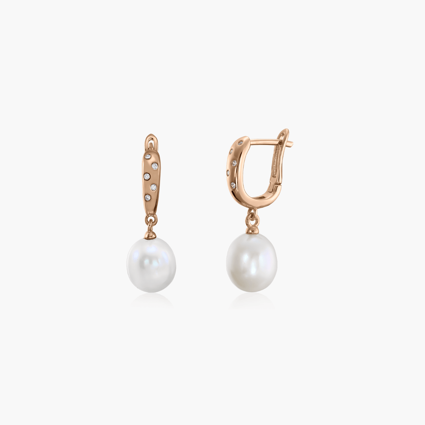 Classic Pearls Rose Silver Earrings - Natural Pearls - Indira