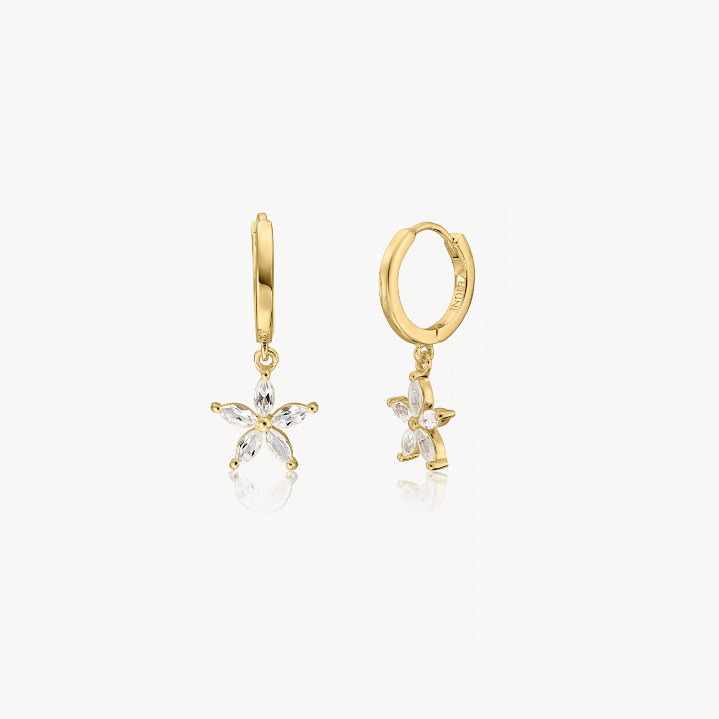 Silver Earrings Golden Blossom - White Topaz - Indira