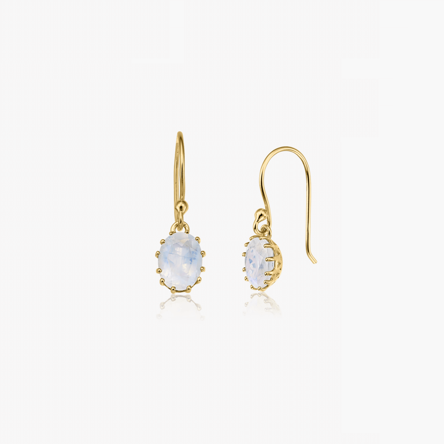 Golden Serene Silver Earrings - Moonstone - Indira