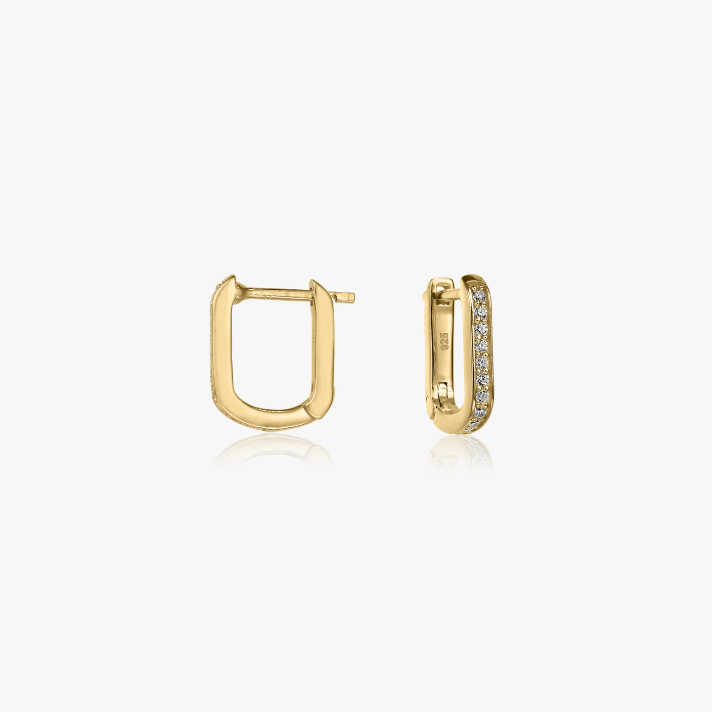 Golden U Hoops Silver Earrings - Zirconia - Indira