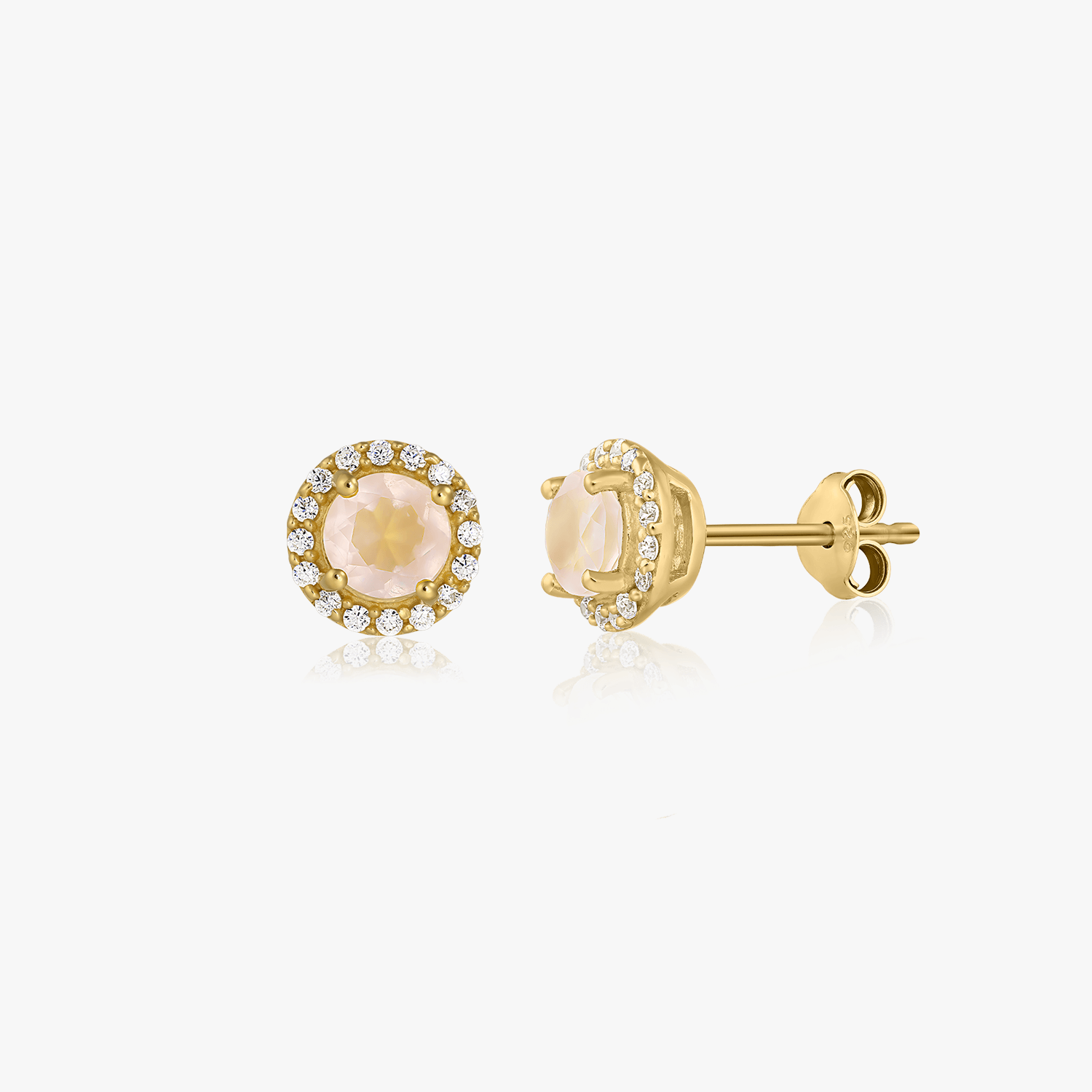 Keira Golden Silver Earrings - Rose Quartz - Indira