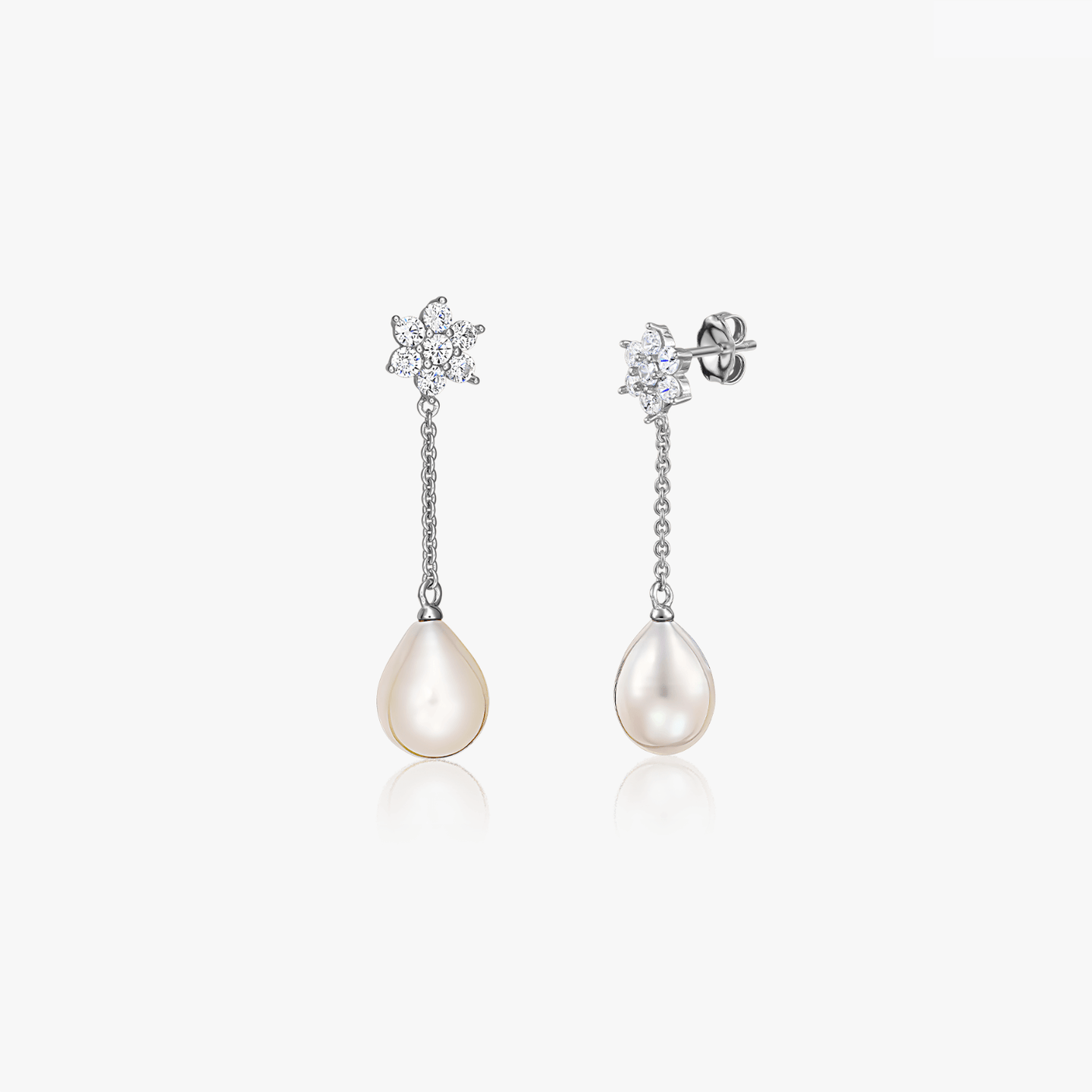 Midwinter Silver Earrings - Natural Pearls - Indira