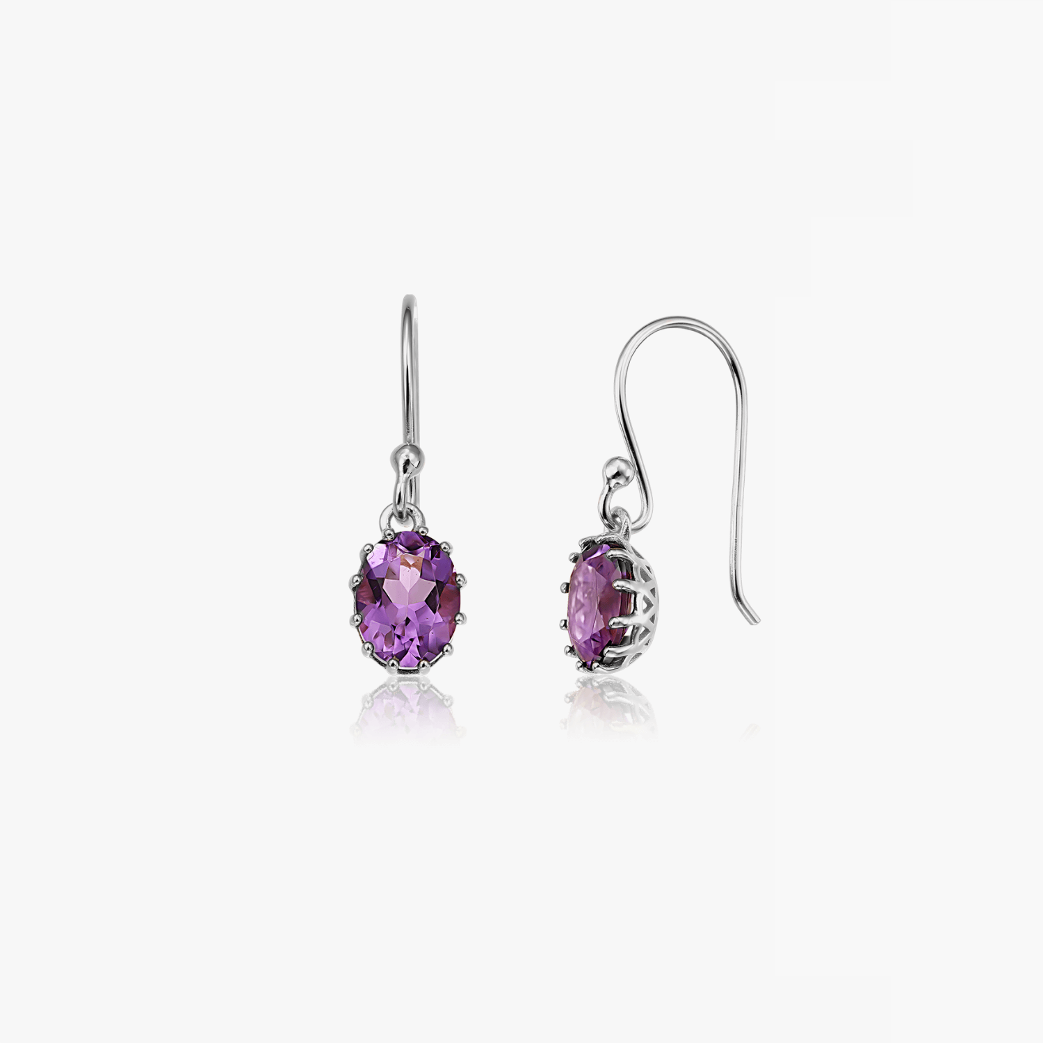 Serene Silver Earrings - Amethyst - Indira
