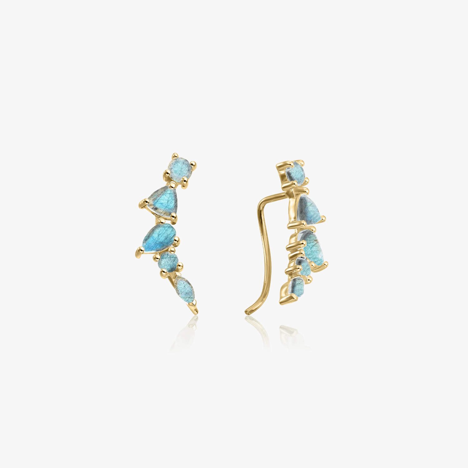 Valery Golden Silver Earrings - Labradorite - Indira