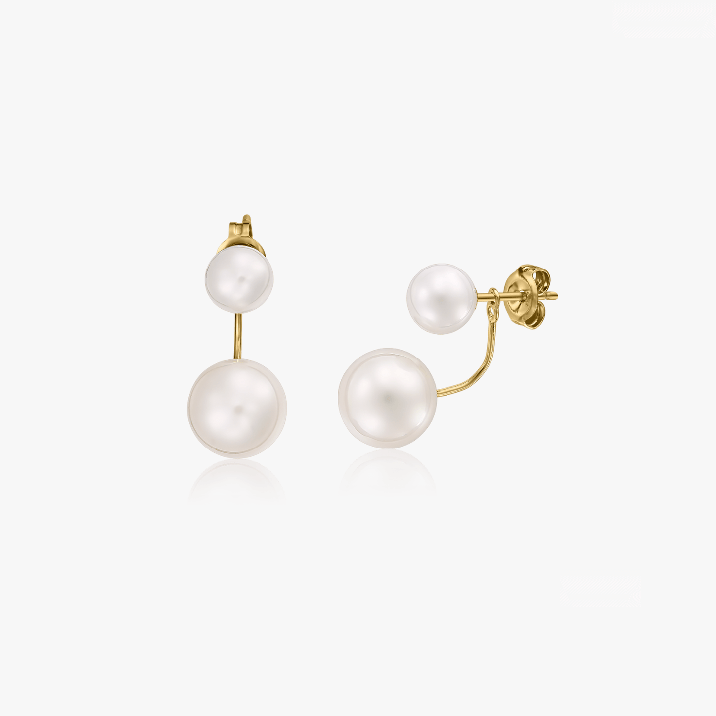 Double Gold Earrings - Natural Pearls - Indira