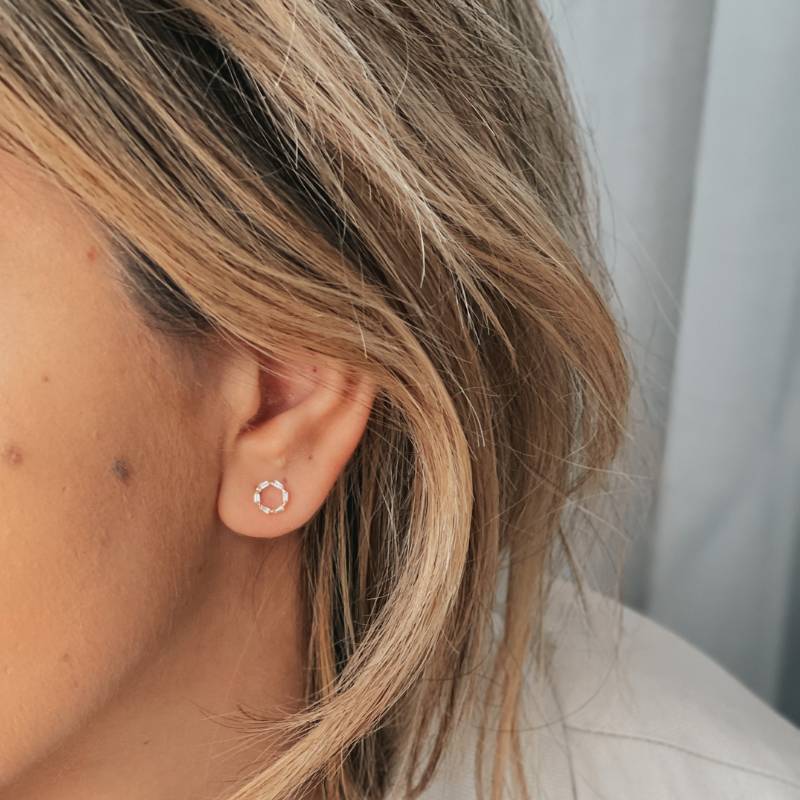 Halo Gold Earrings - Zirconia - Indira