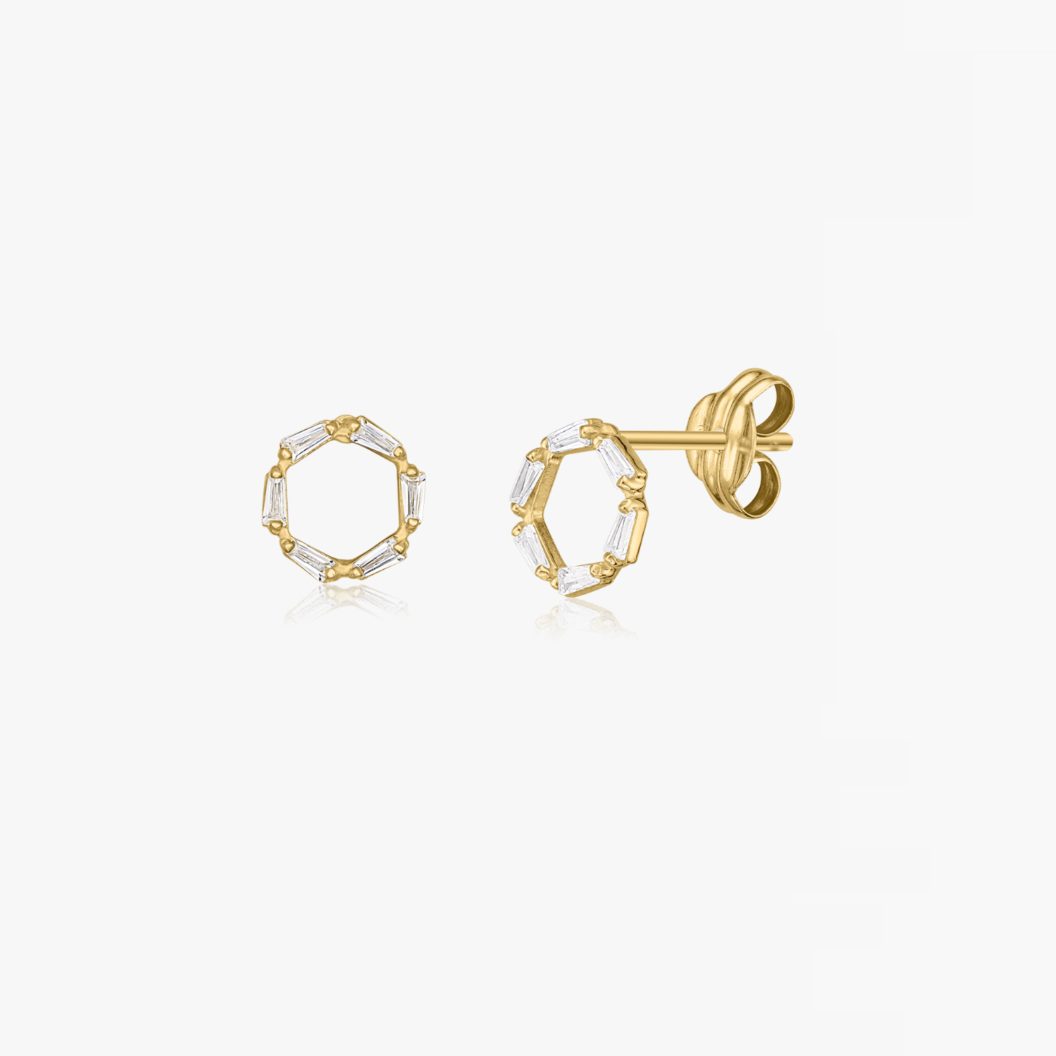 Halo Gold Earrings - Zirconia - Indira