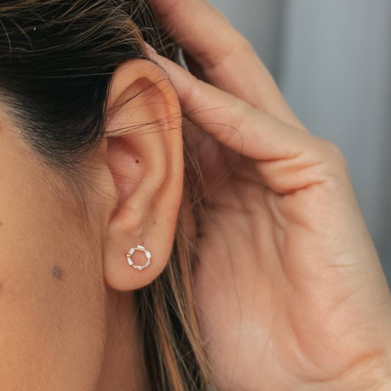 Halo Gold Earrings - Zirconia - Indira